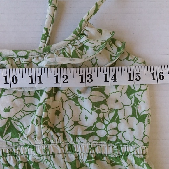 Ann Taylor Loft Floral Tiered Ruffle Empire Waist Sundress S Green White Pattern - Picture 15 of 16